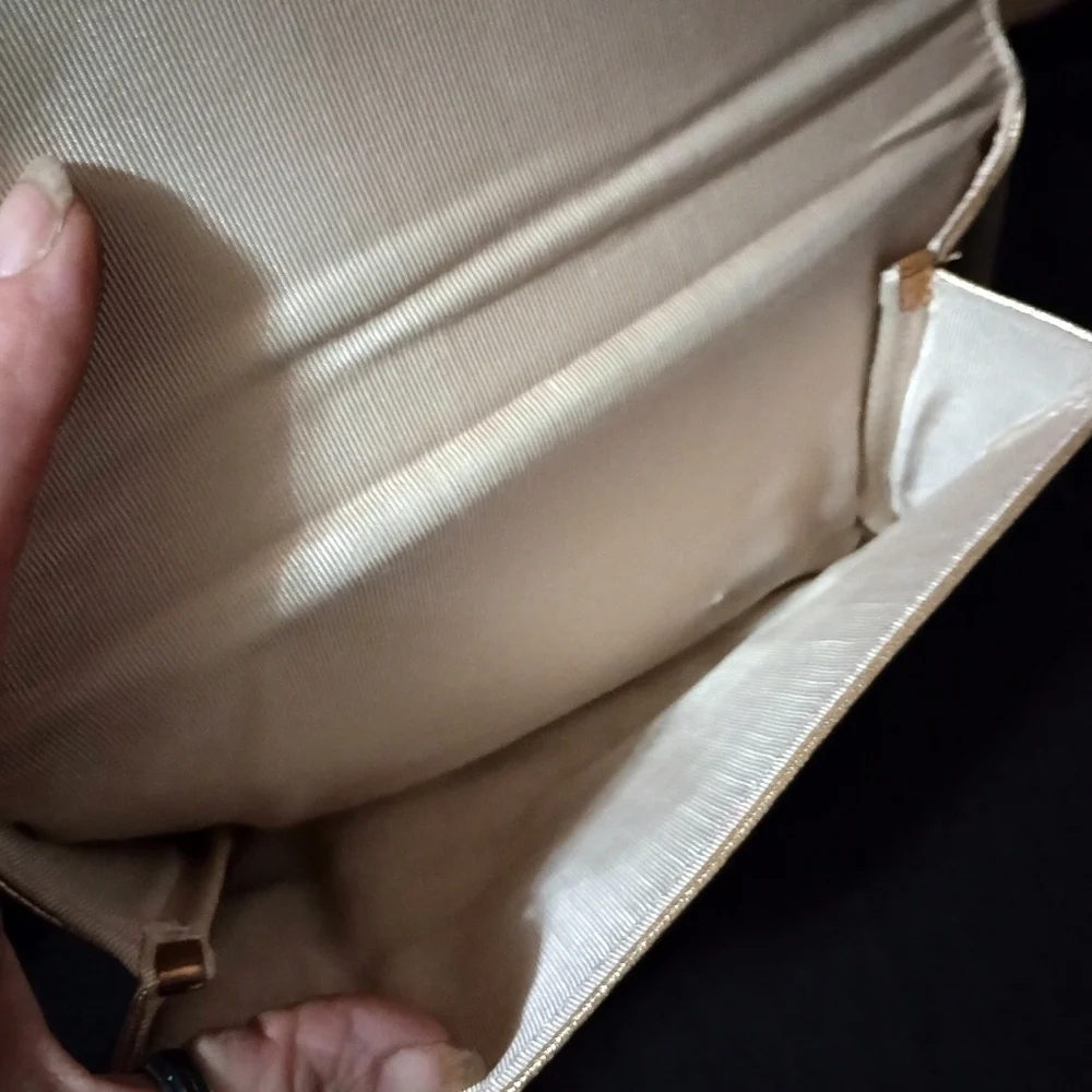 Gold clutch evening bag